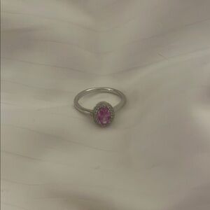 Pink Sapphire White Gold Engagement Ring